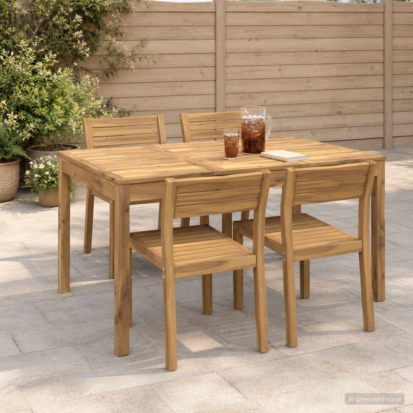 Tuindiner tafel Wit 147 x 88,5 x 75 cm Massief Acaciahout image 1