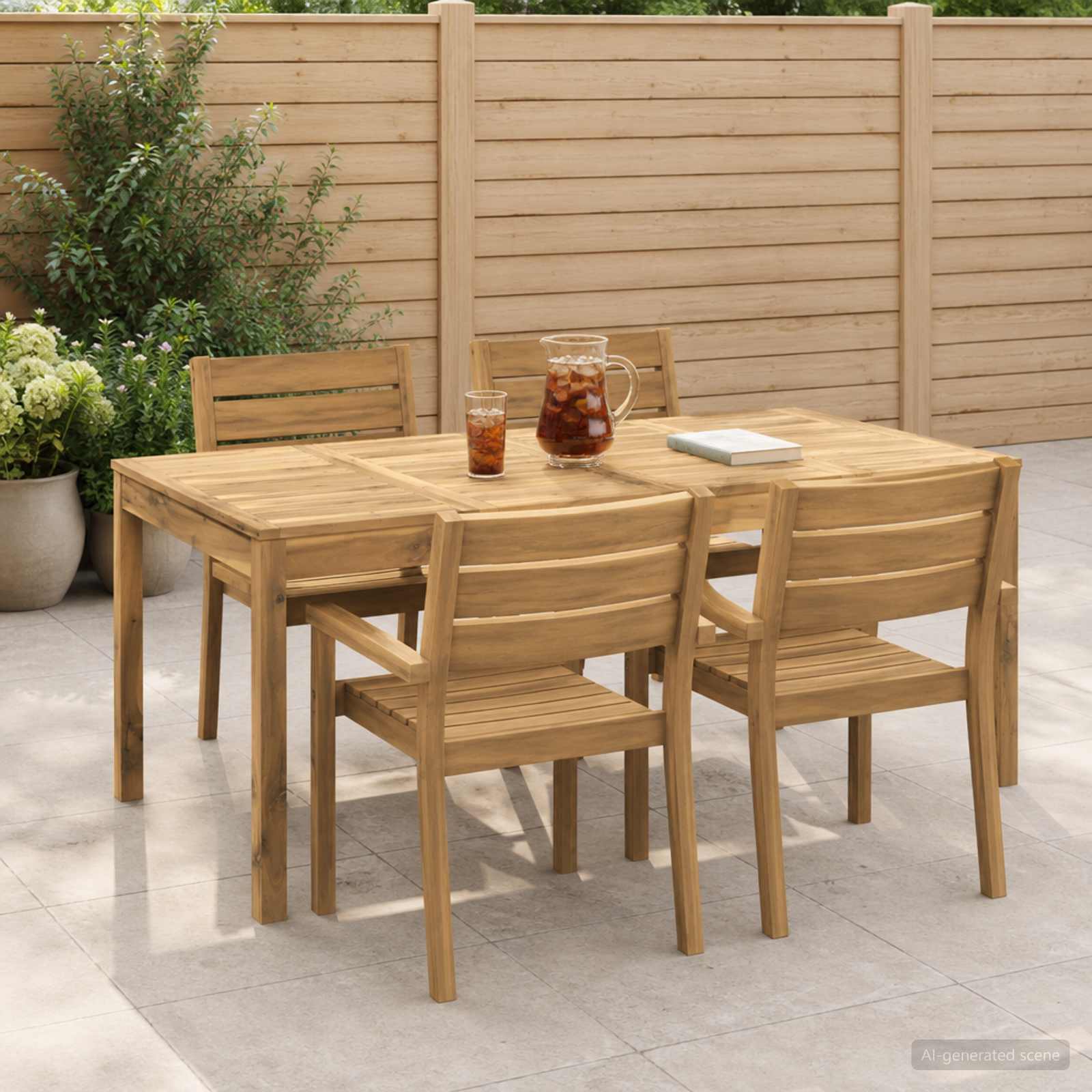 Tuindiner tafel Wit 180 x 88,5 x 75 cm Massief Acaciahout image 1