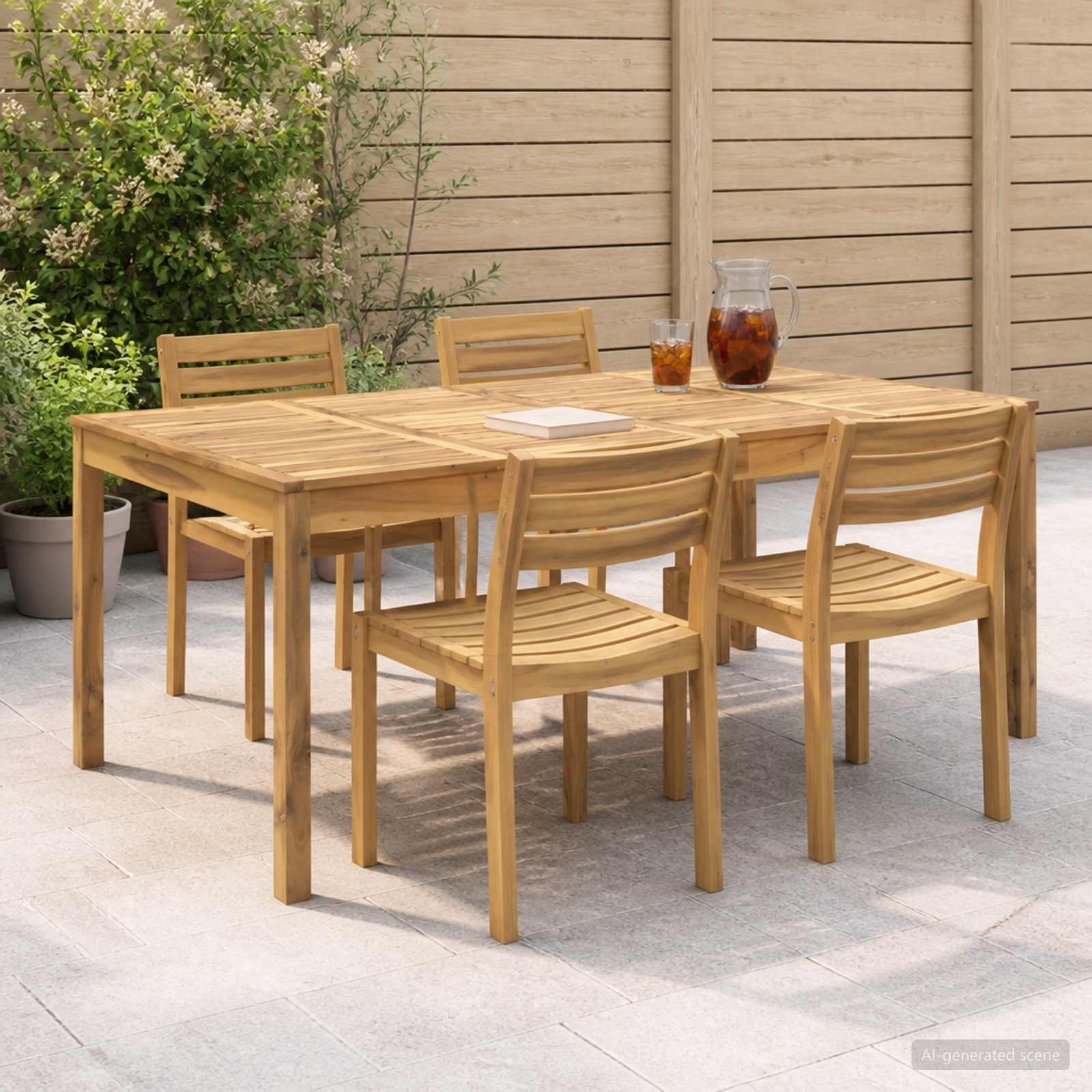 Tuindiner tafel Wit 196 x 100,5 x 75 cm Massief Acaciahout image 1