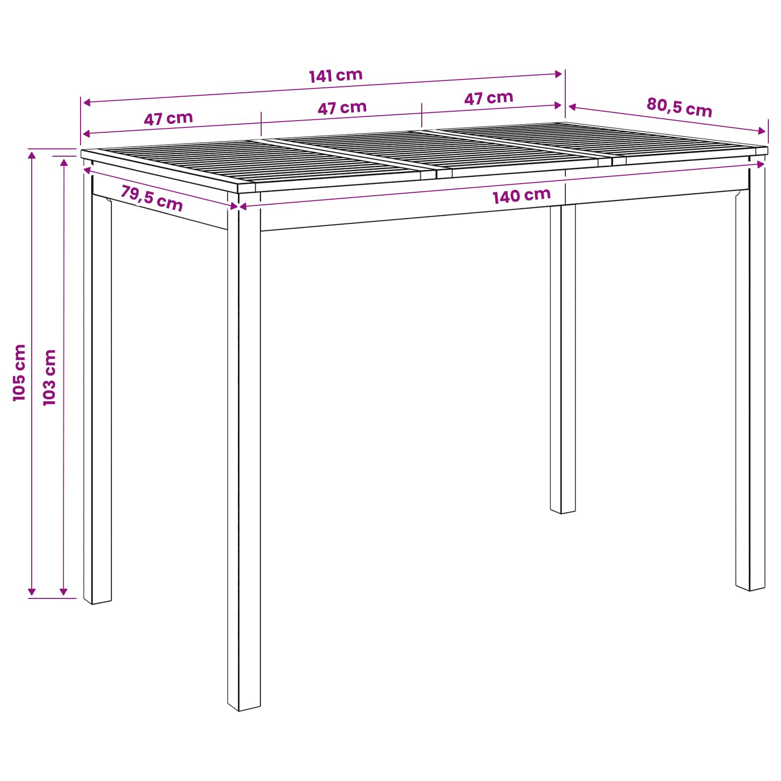 Tuinbar Tafel Wit 141 x 80,5 x 105 cm Massief Acaciahout image 8