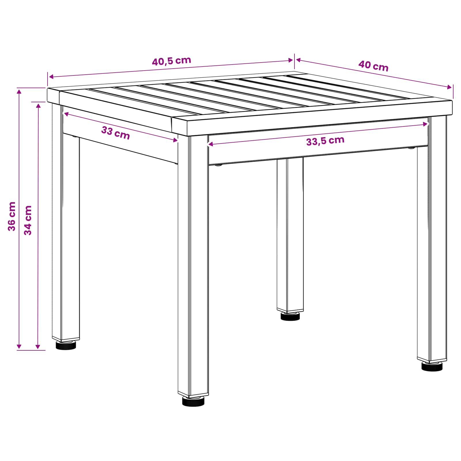 Salontafel Wit 40 x 40,5 x 36 cm Massief Acaciahout image 9