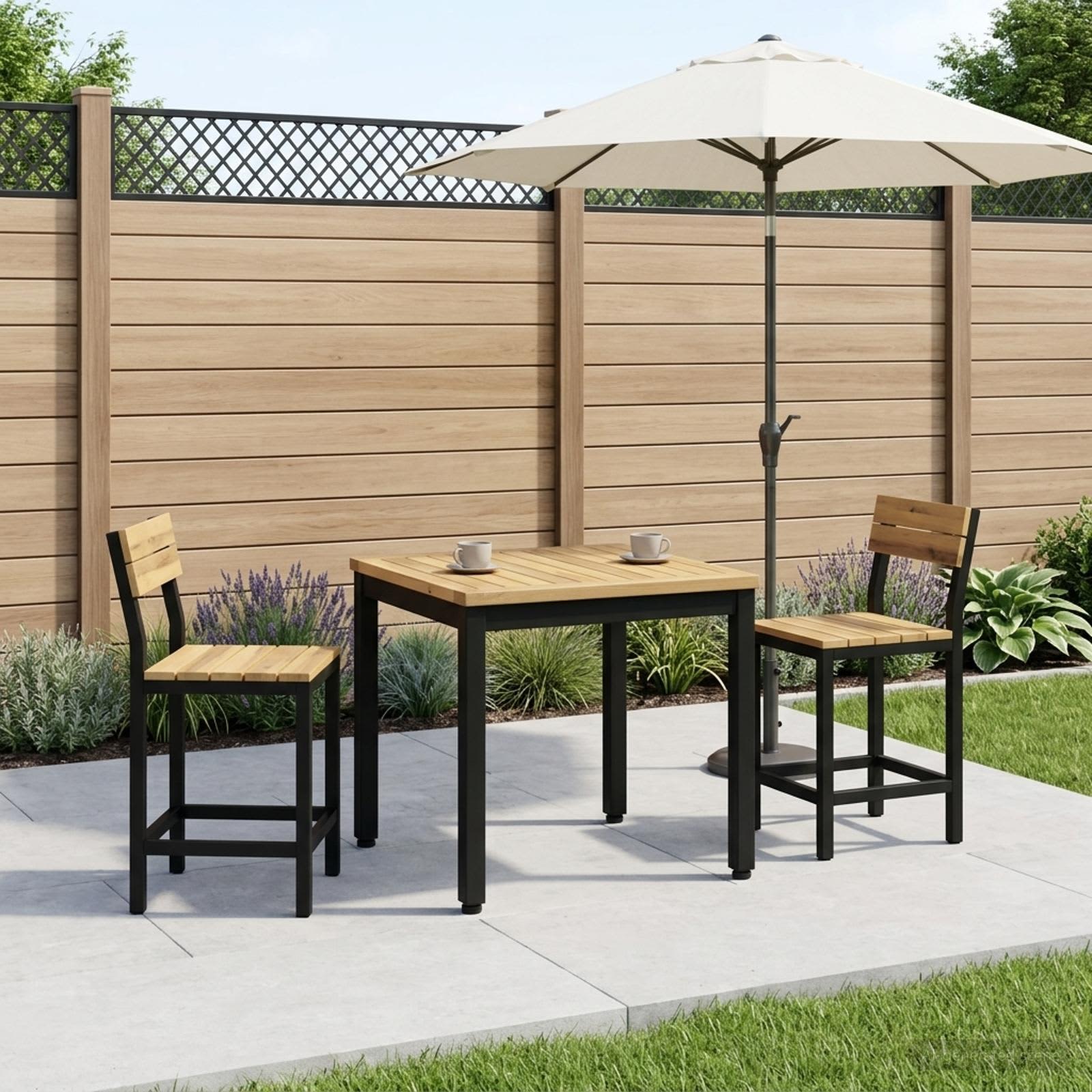 Salontafel Wit en zwart 50 x 48,5 x 36 cm Massief Acaciahout image 1