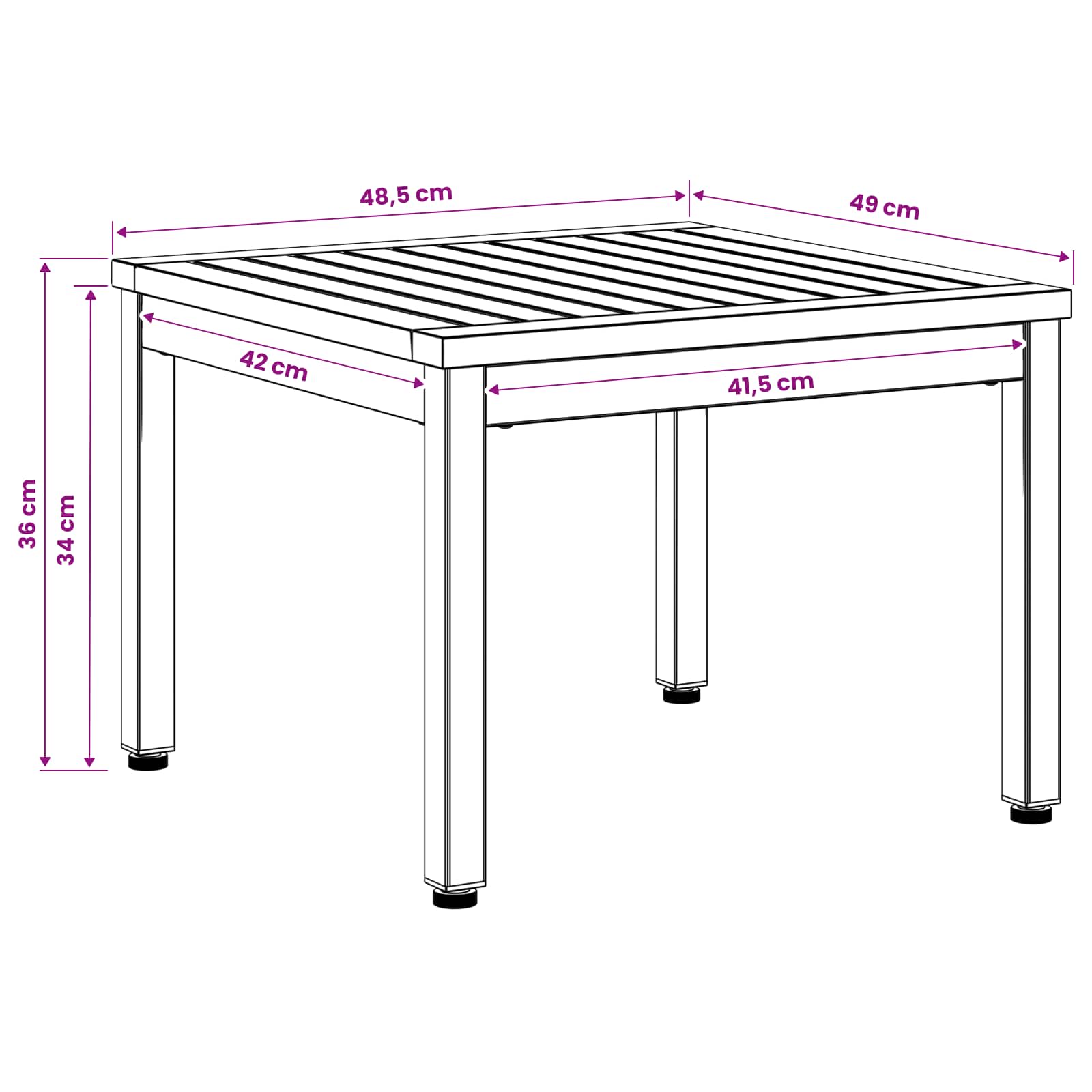 Salontafel Wit en zwart 50 x 48,5 x 36 cm Massief Acaciahout image 9