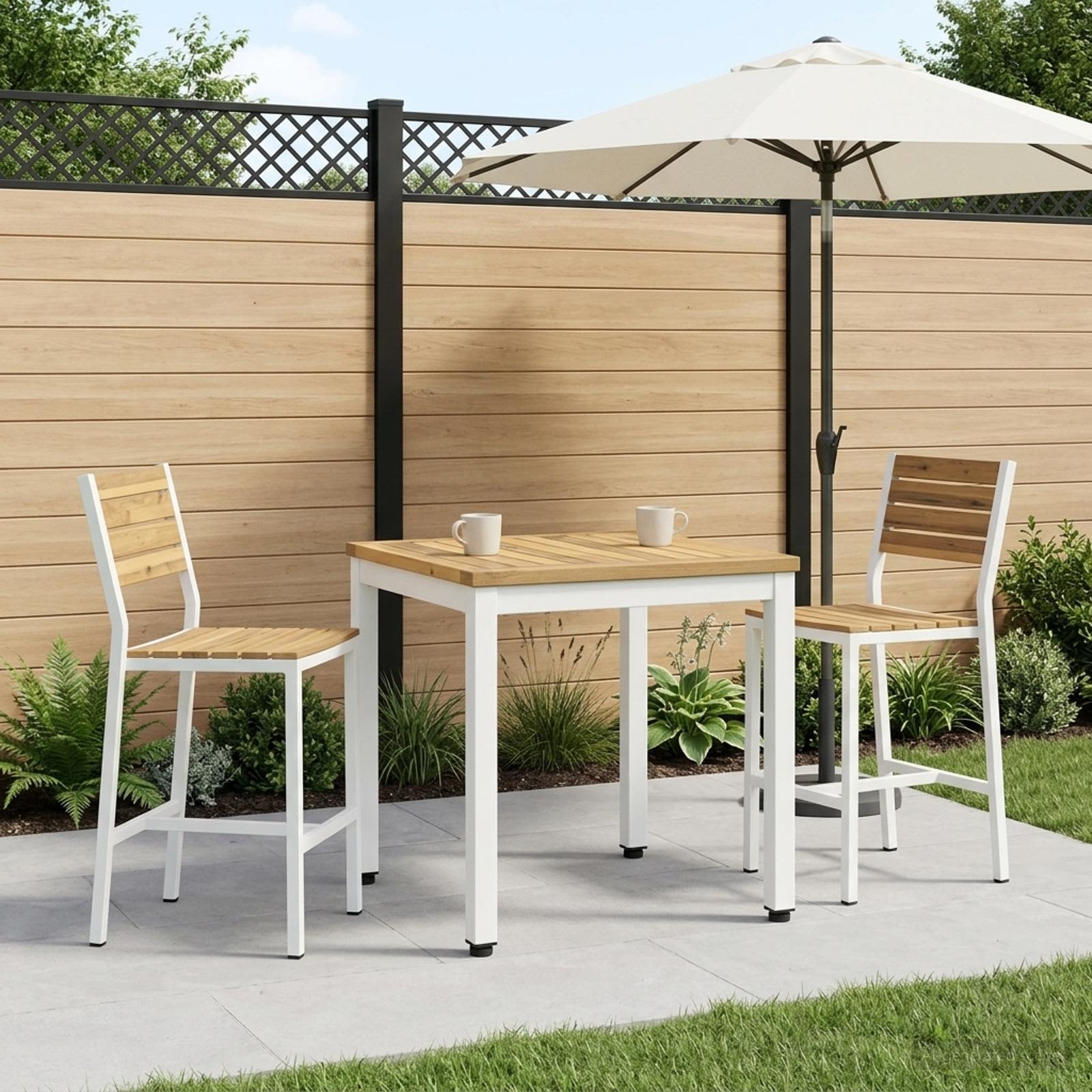 Salontafel Wit 50 x 48,5 x 36 cm Massief Acaciahout image 1