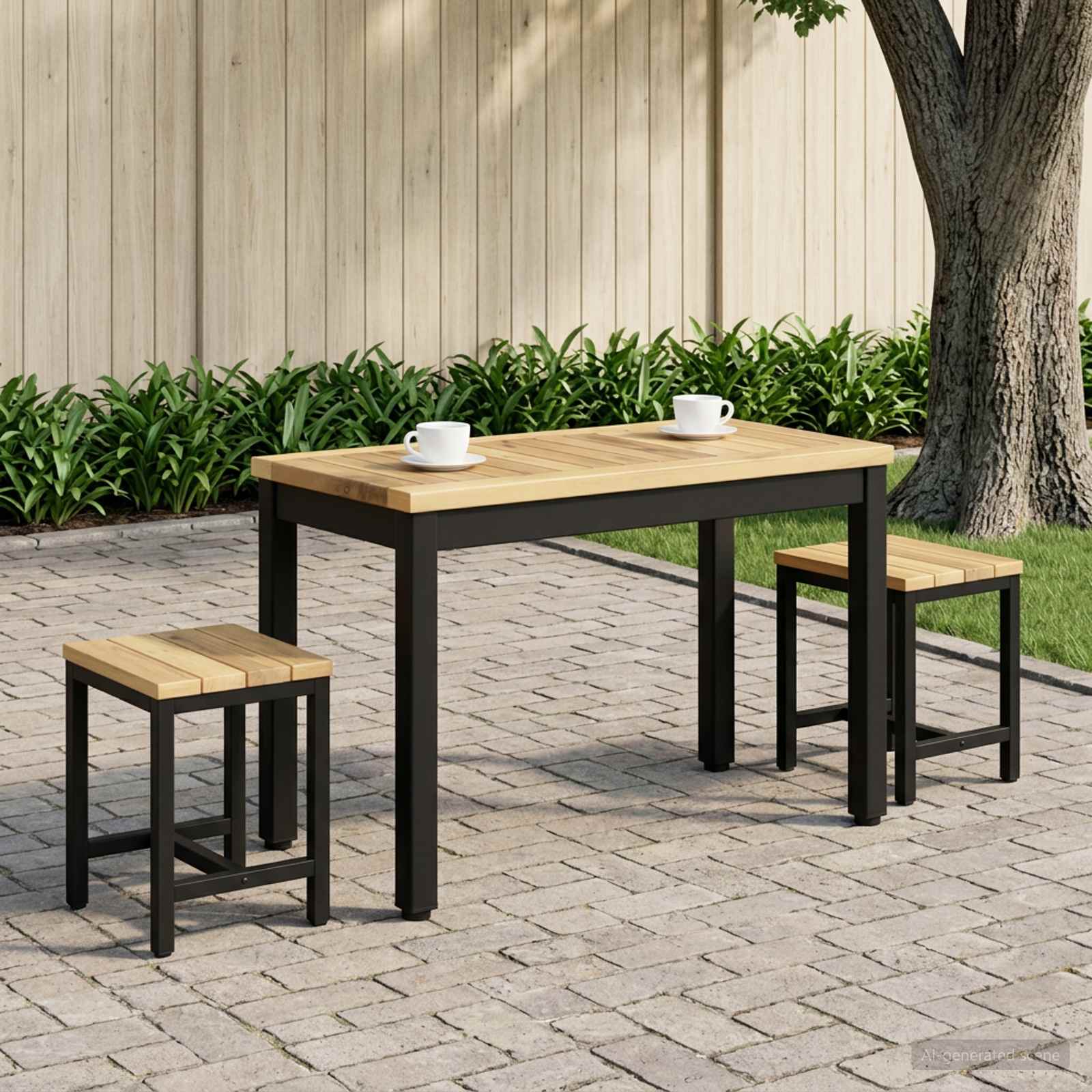Salontafel Wit en zwart 60,5 x 30 x 36 cm Massief Acaciahout image 3