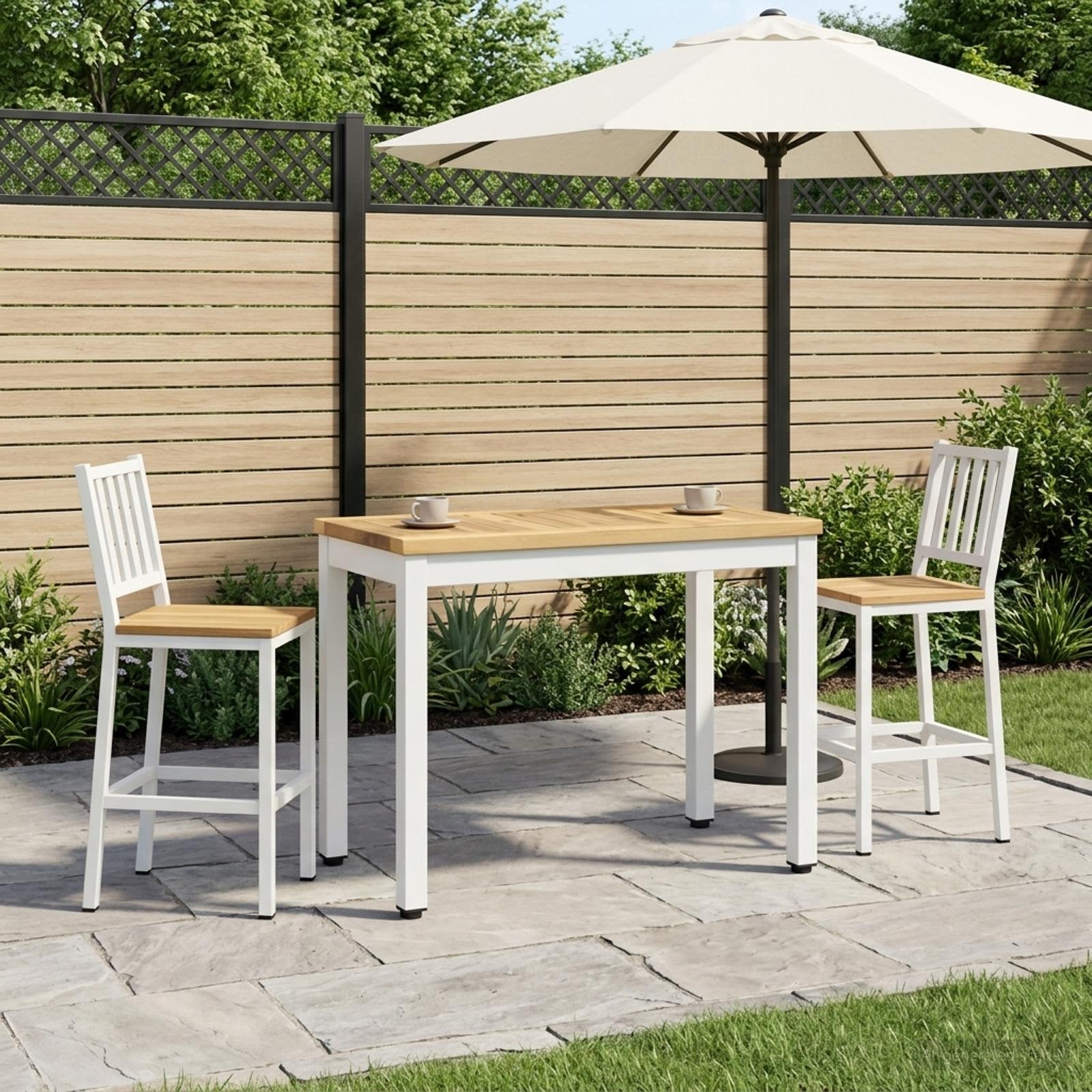 Salontafel Wit 60,5 x 30 x 36 cm Massief Acaciahout image 3