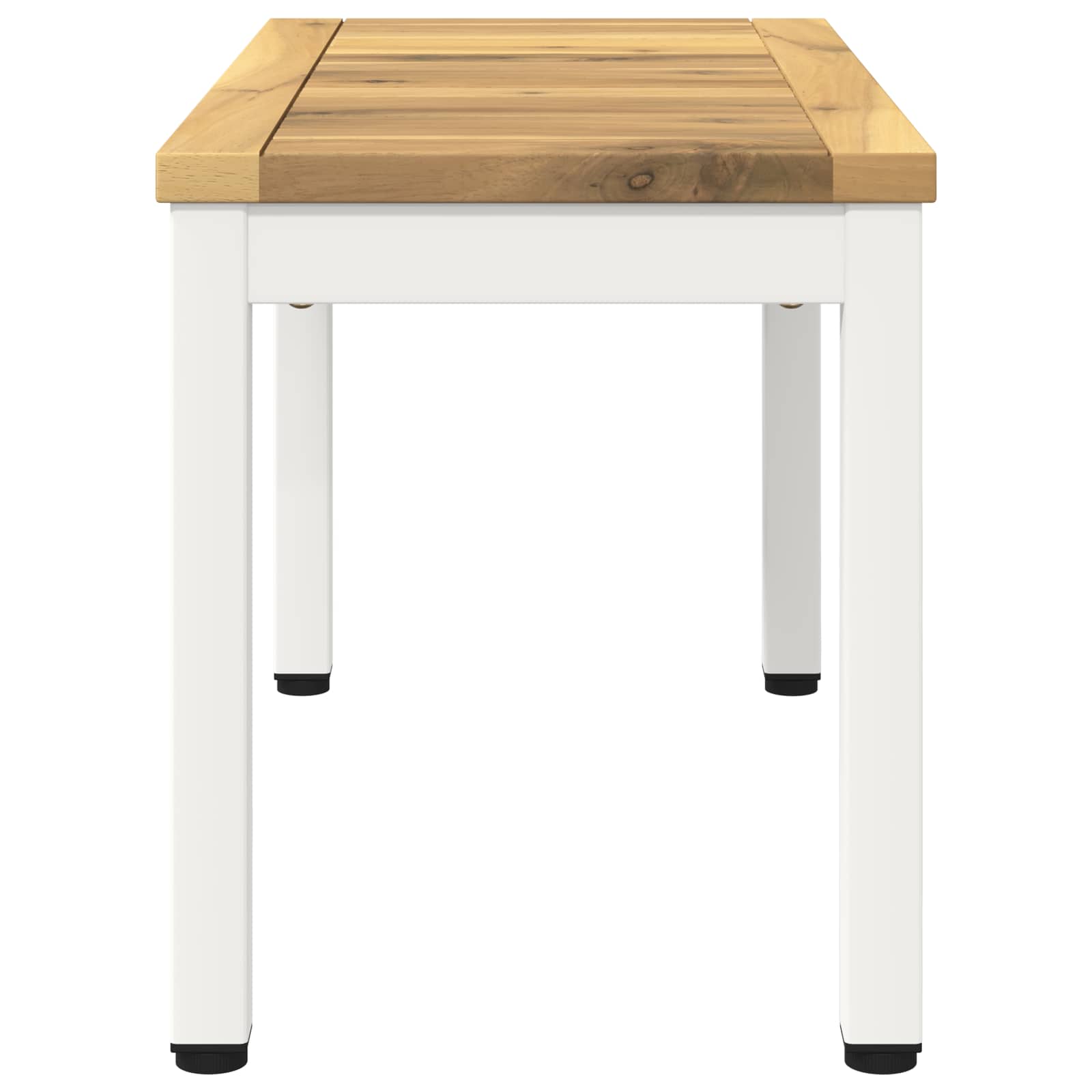 Salontafel Wit 60,5 x 30 x 36 cm Massief Acaciahout image 5
