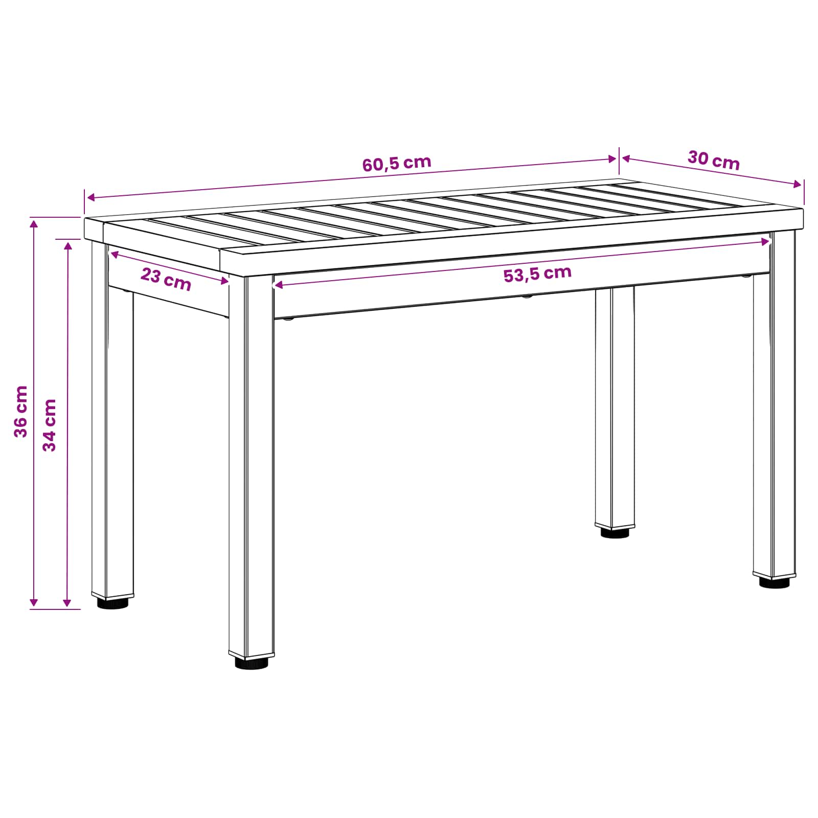 Salontafel Wit 60,5 x 30 x 36 cm Massief Acaciahout image 10