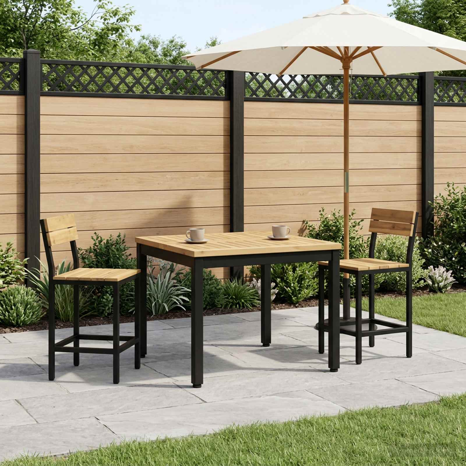 Salontafel Wit en zwart 60 x 60,5 x 36 cm Massief Acaciahout image 1
