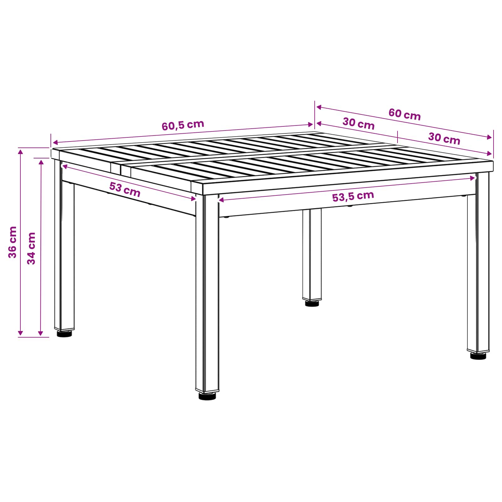 Salontafel Wit en zwart 60 x 60,5 x 36 cm Massief Acaciahout image 9
