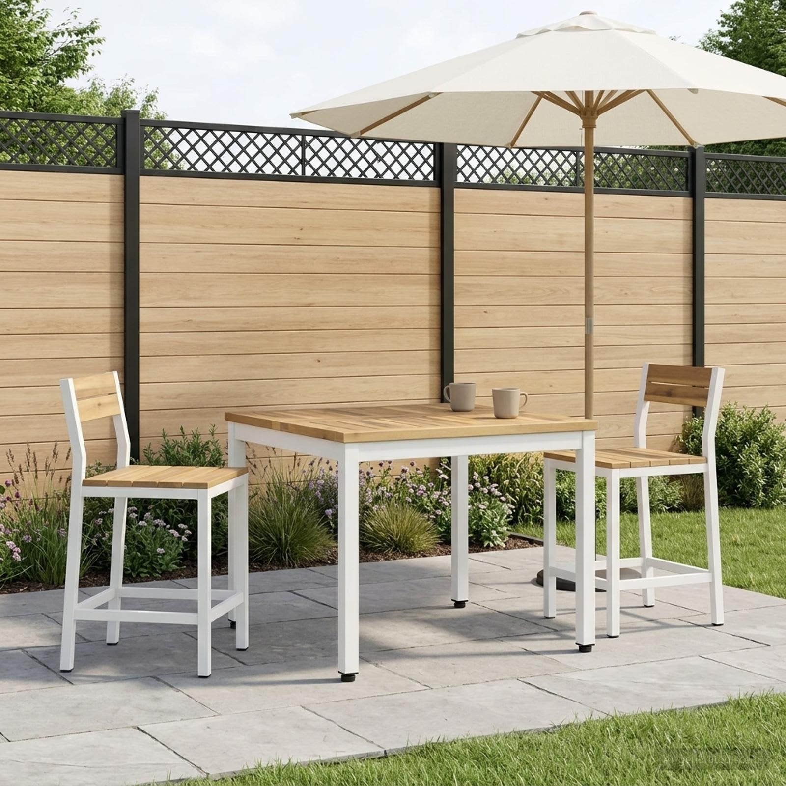 Salontafel Wit 60 x 60,5 x 36 cm Massief Acaciahout image 3