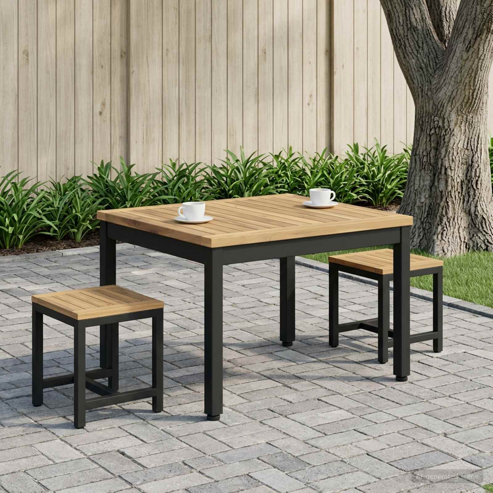 Salontafel Wit en zwart 50 x 60,5 x 36 cm Massief Acaciahout image 4