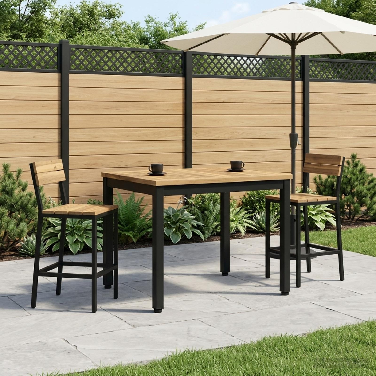 Salontafel Wit en zwart 50 x 60,5 x 36 cm Massief Acaciahout image 3