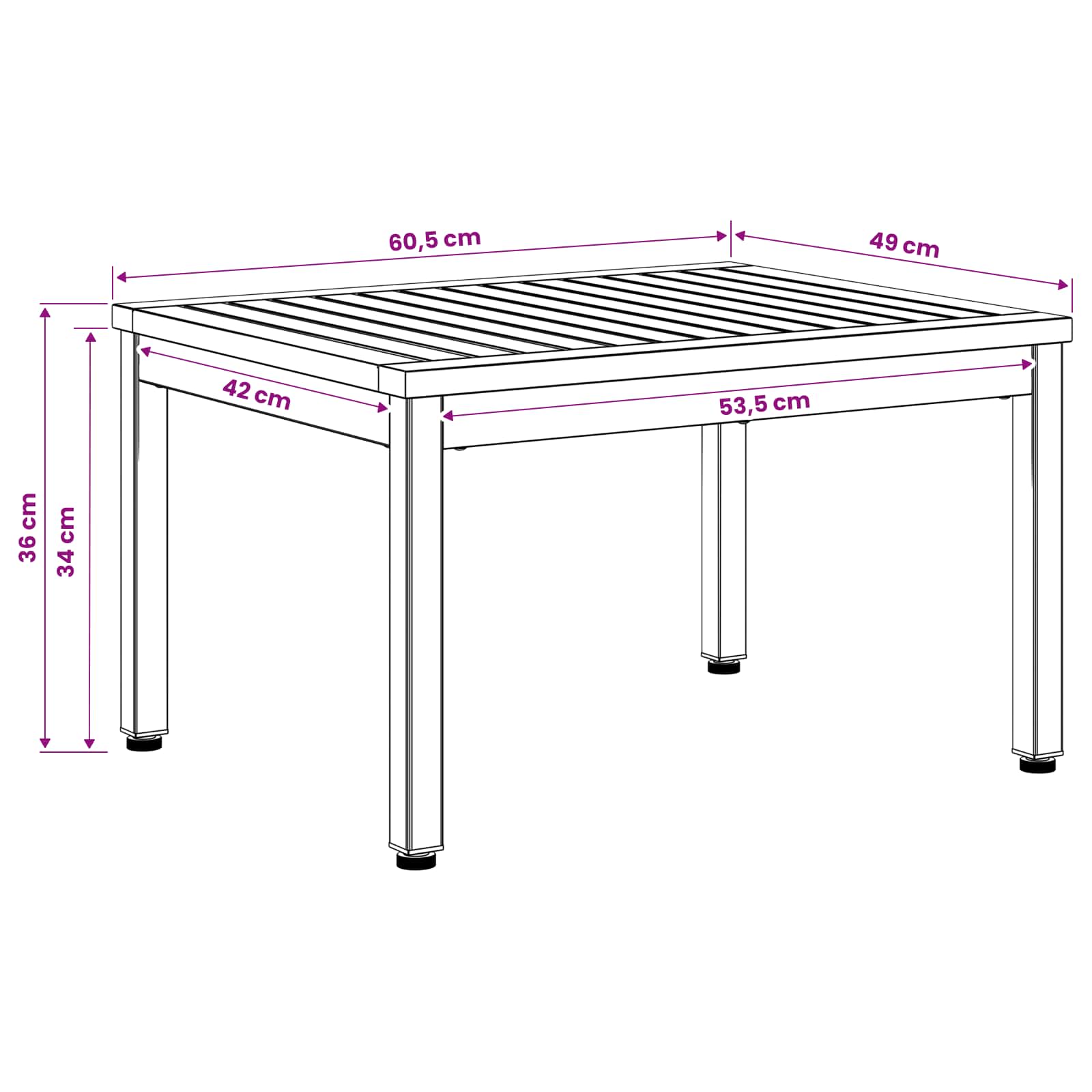 Salontafel Wit en zwart 50 x 60,5 x 36 cm Massief Acaciahout image 11