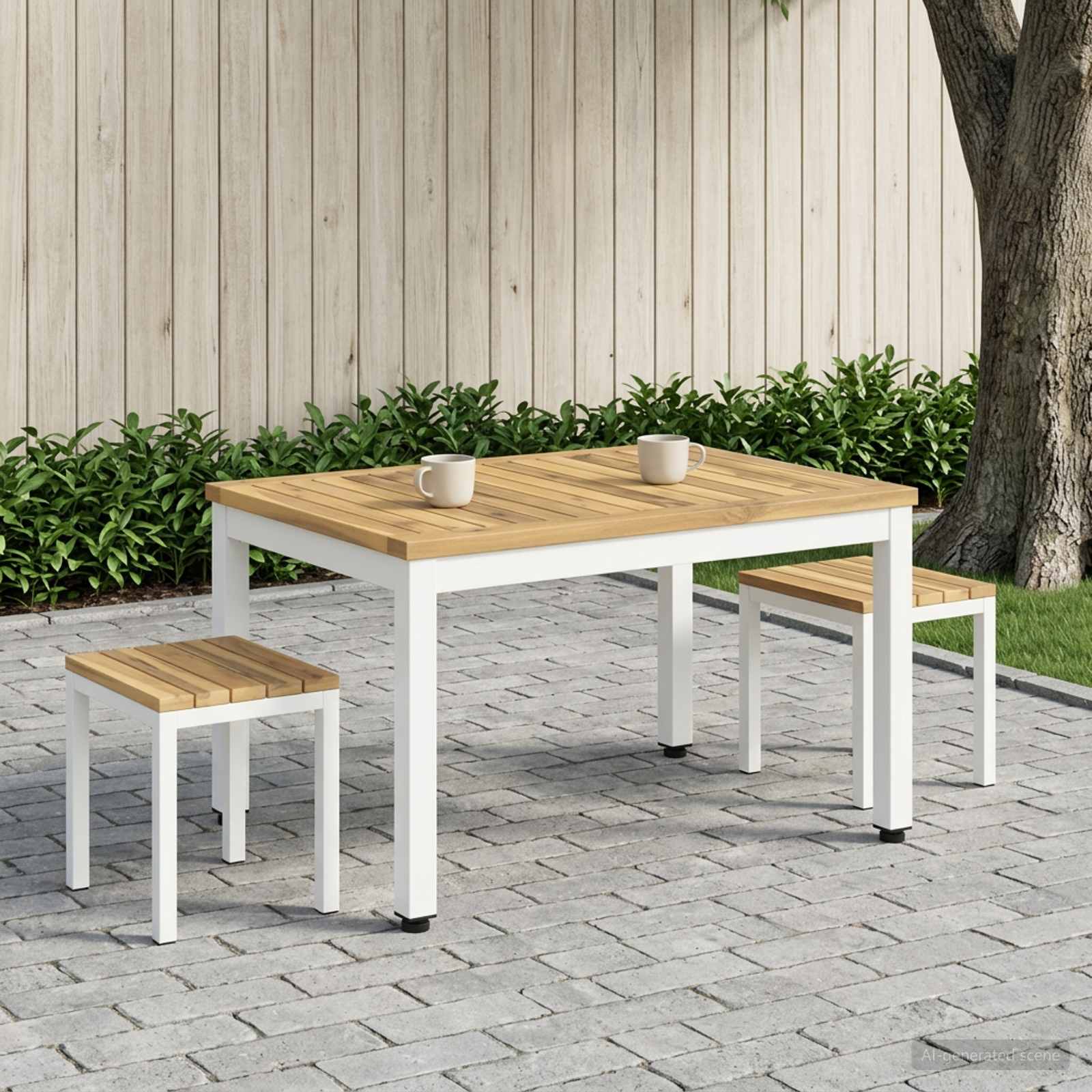 Salontafel Wit 49 x 68,5 x 36 cm Massief Acaciahout image 3