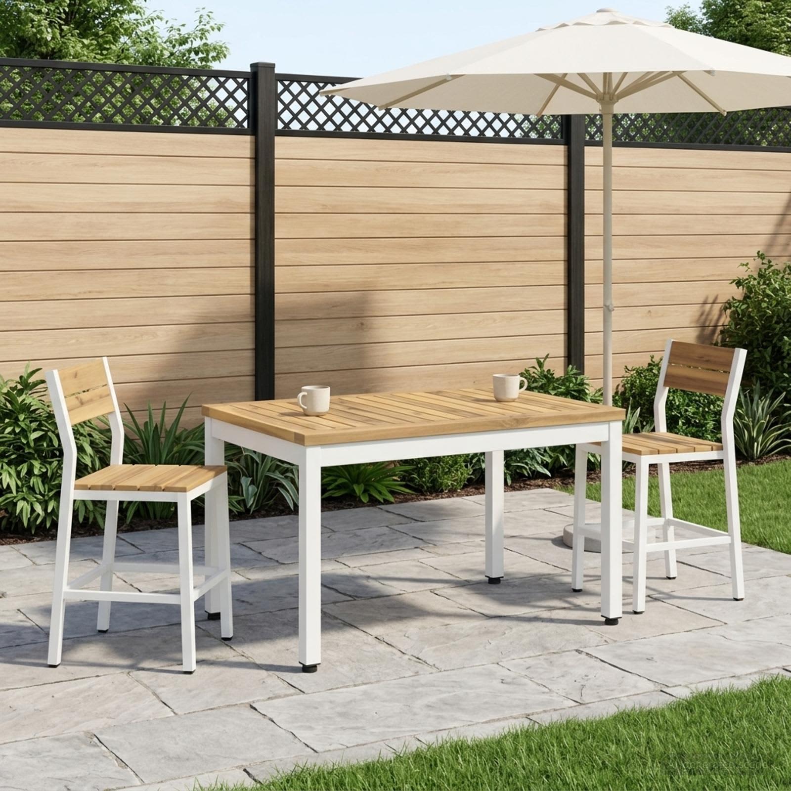 Salontafel Wit 49 x 68,5 x 36 cm Massief Acaciahout image 1