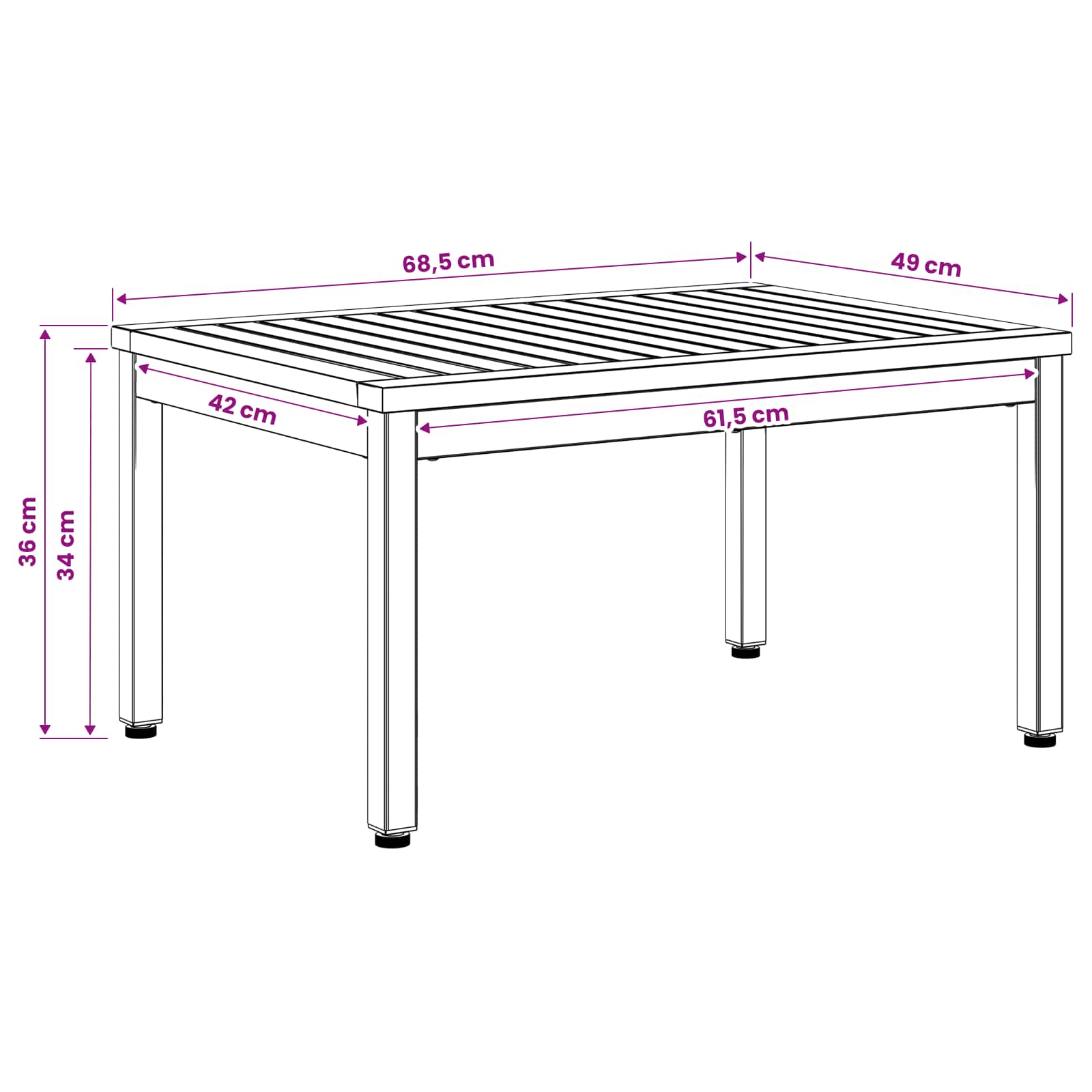 Salontafel Wit 49 x 68,5 x 36 cm Massief Acaciahout image 10