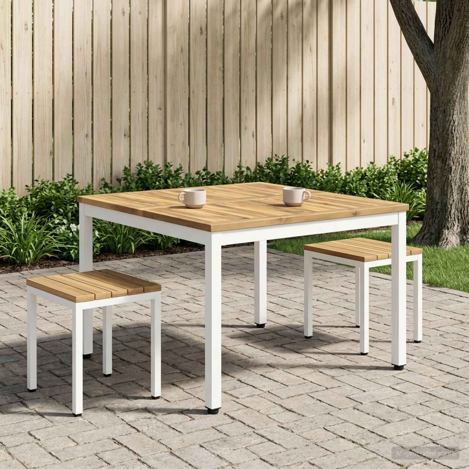 vidaXL Couchtisch Weiß 100 x 100,5 x 45 cm Massivholz Akazie
