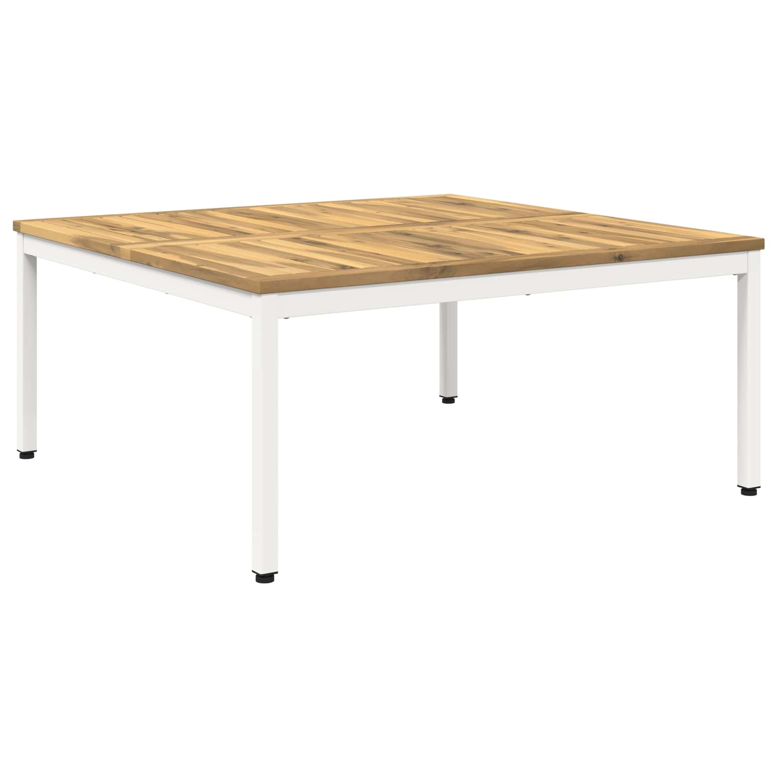 Salontafel Wit 100 x 100,5 x 45 cm Massief Acaciahout – afbeelding 1
