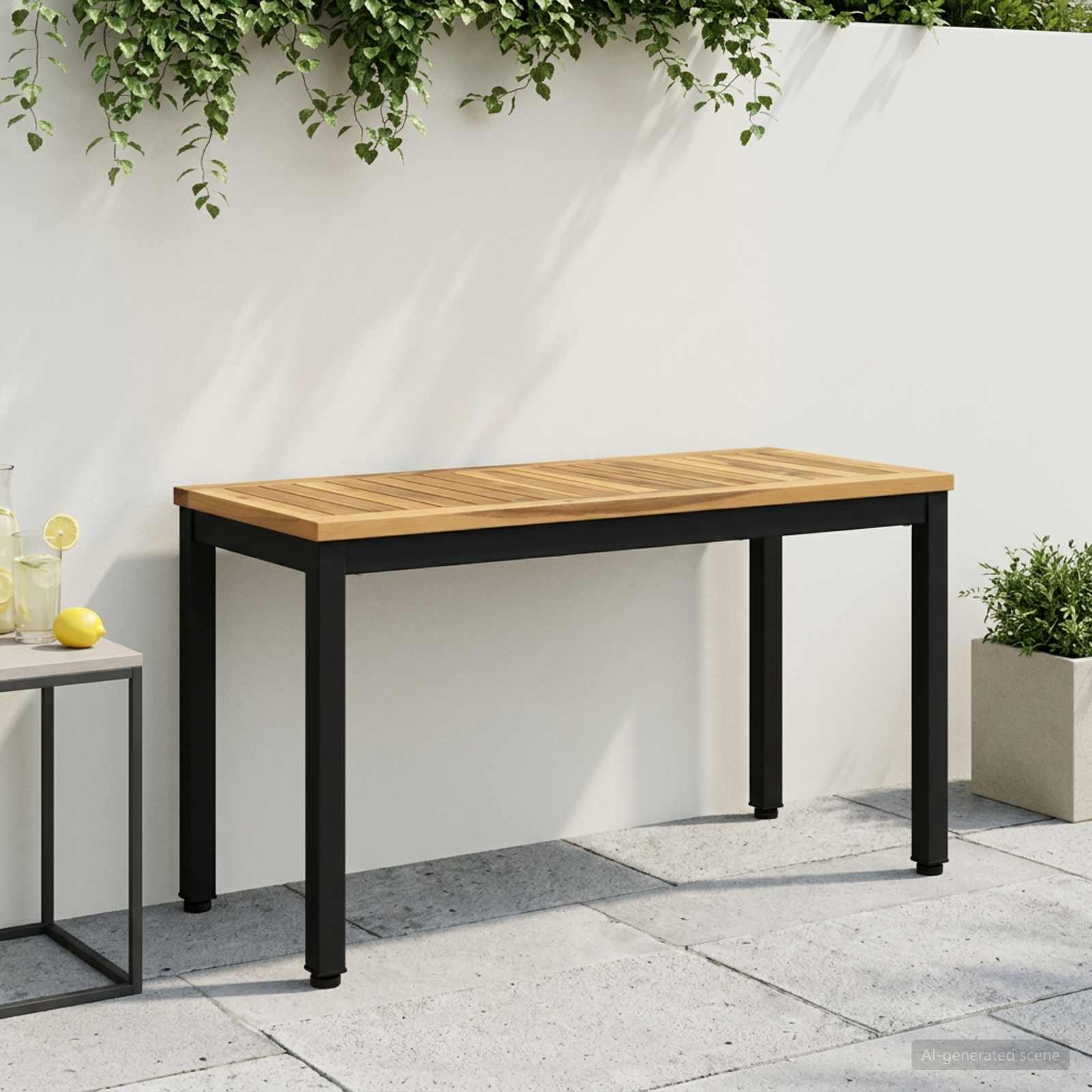 vidaXL Tr&auml;dg&aring;rdsb&auml;nk 80,5 x 35 x 45 cm Massivt Akaciatr&auml; Vit och svart