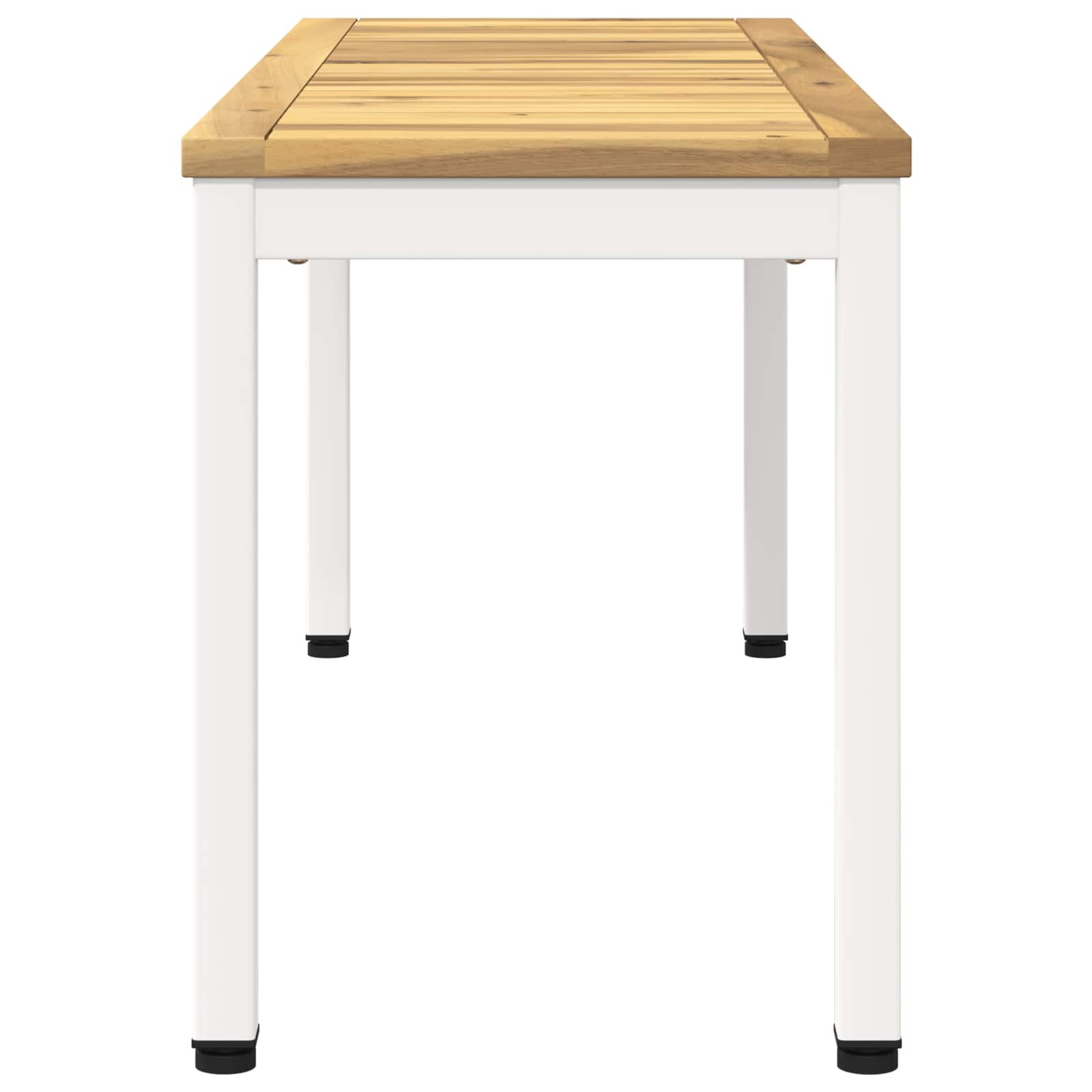 Tuinbank 108,5 x 35 x 45 cm Massief Acaciahout Wit Rechthoekig image 3
