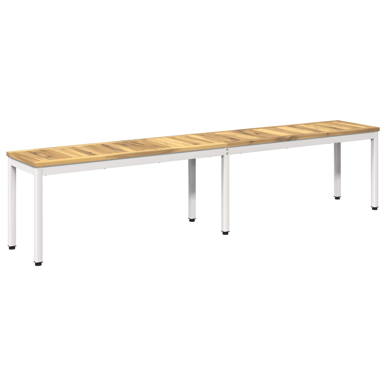 Tuinbank 201 x 35 x 45 cm Massief Acaciahout Wit Rechthoekig image 1