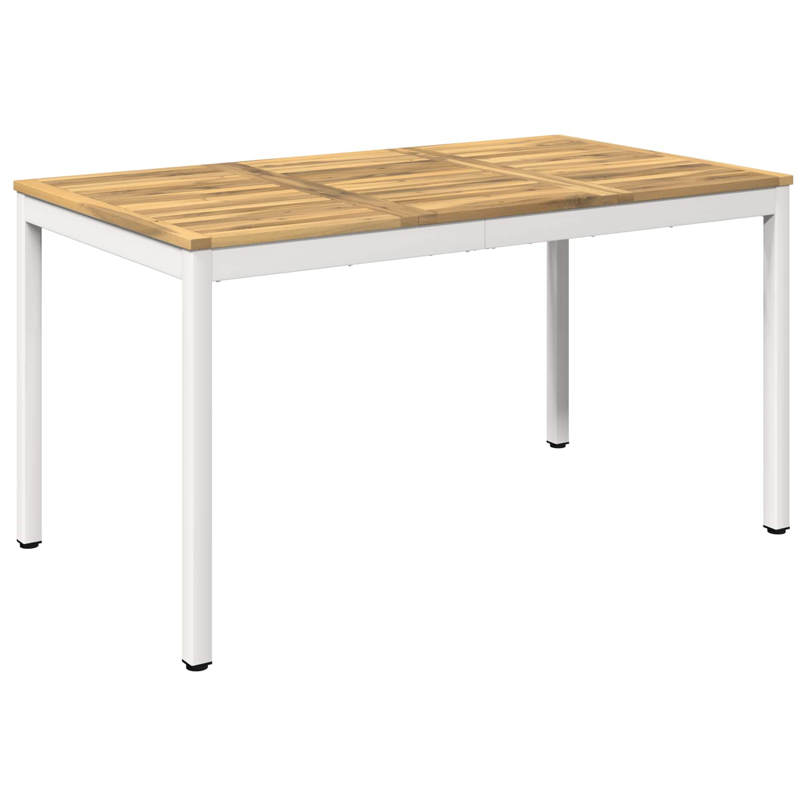 Tuindiner tafel Wit 141 x 80,5 x 75 cm Massief Acaciahout image 1