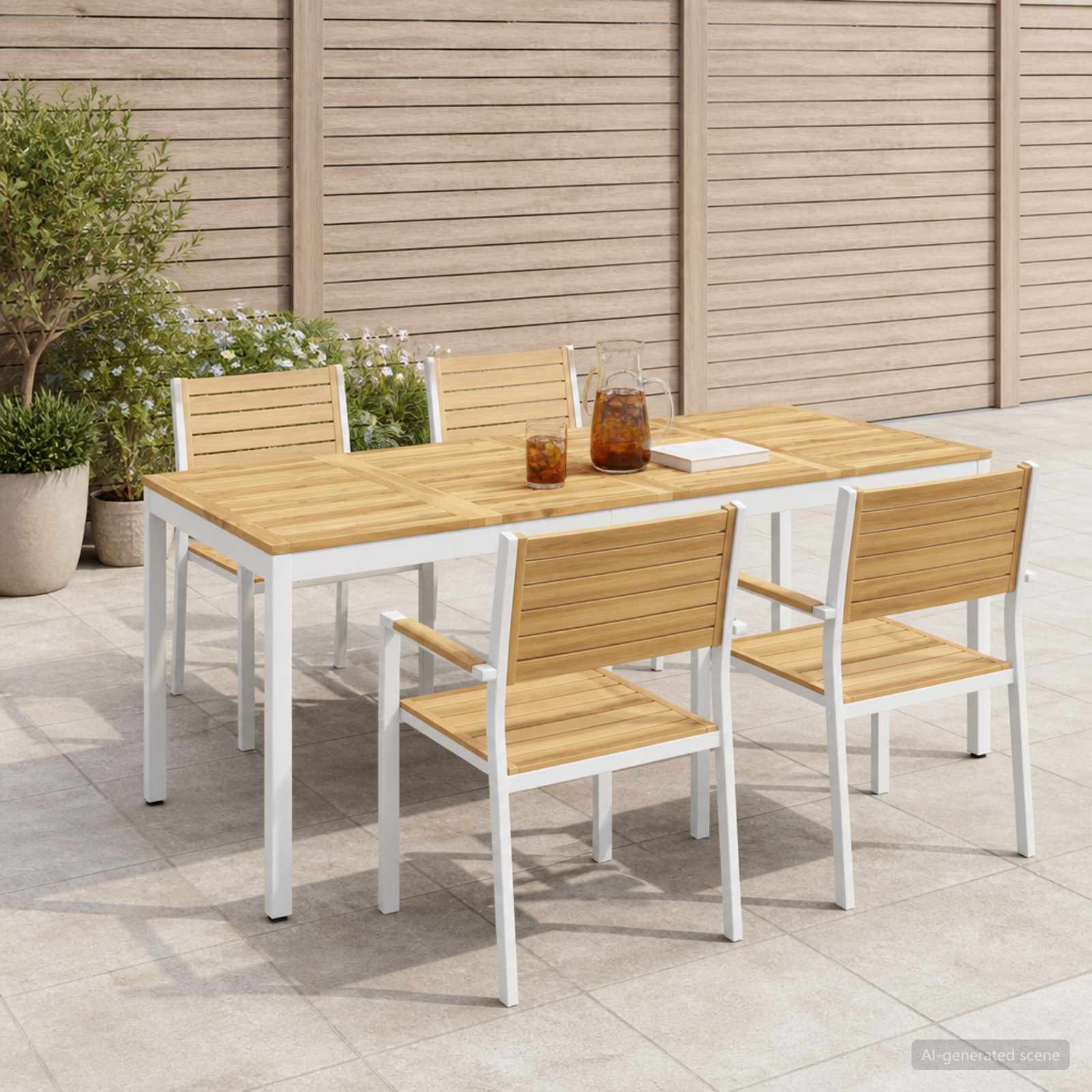 vidaXL Tr&auml;dg&aring;rds Middagsbord Vit 147 x 88,5 x 75 cm Massivt Akaciatr&auml;