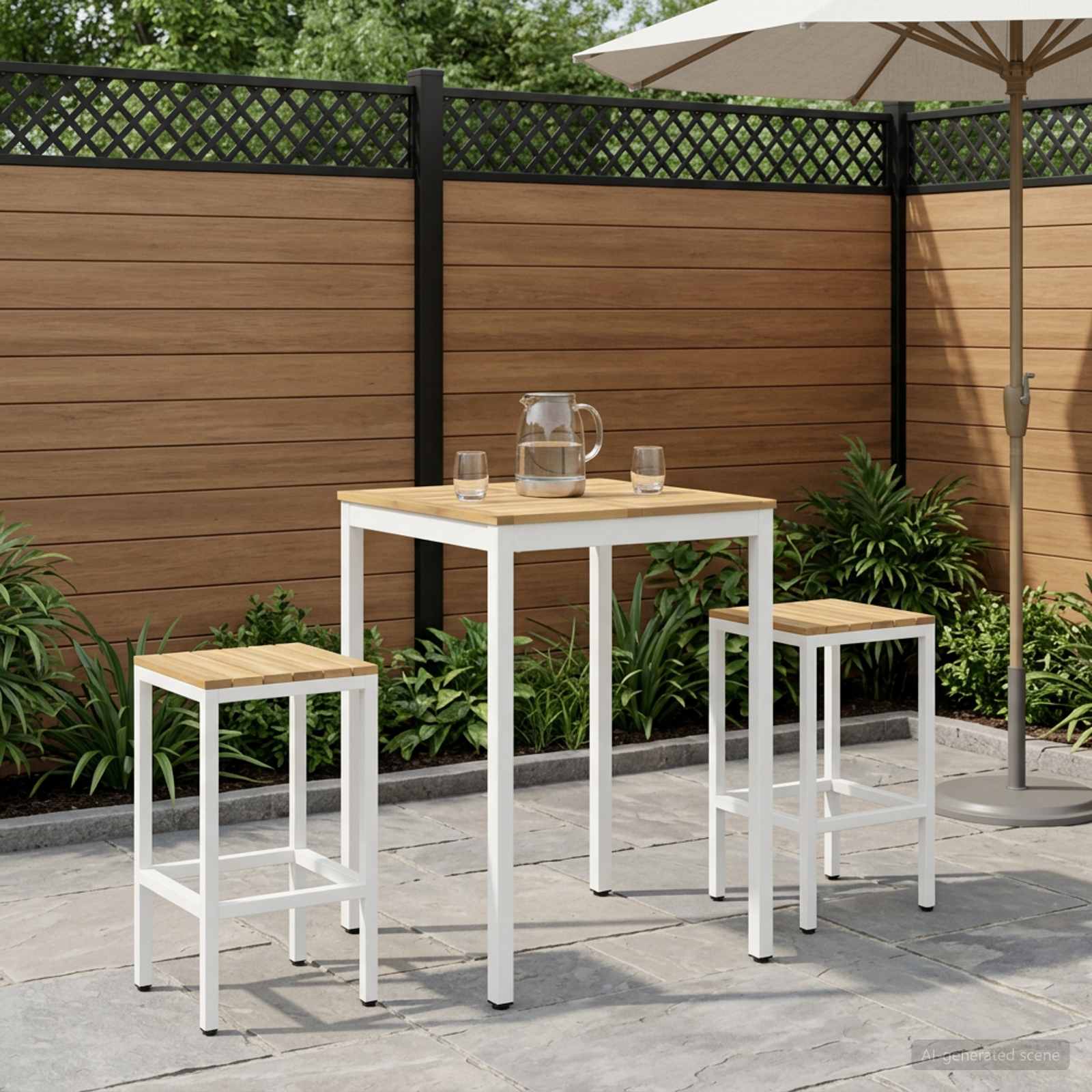 vidaXL Tr&auml;dg&aring;rd Bar Bord Vit 70 x 68,5 x 105 cm Massivt Akaciatr&auml;