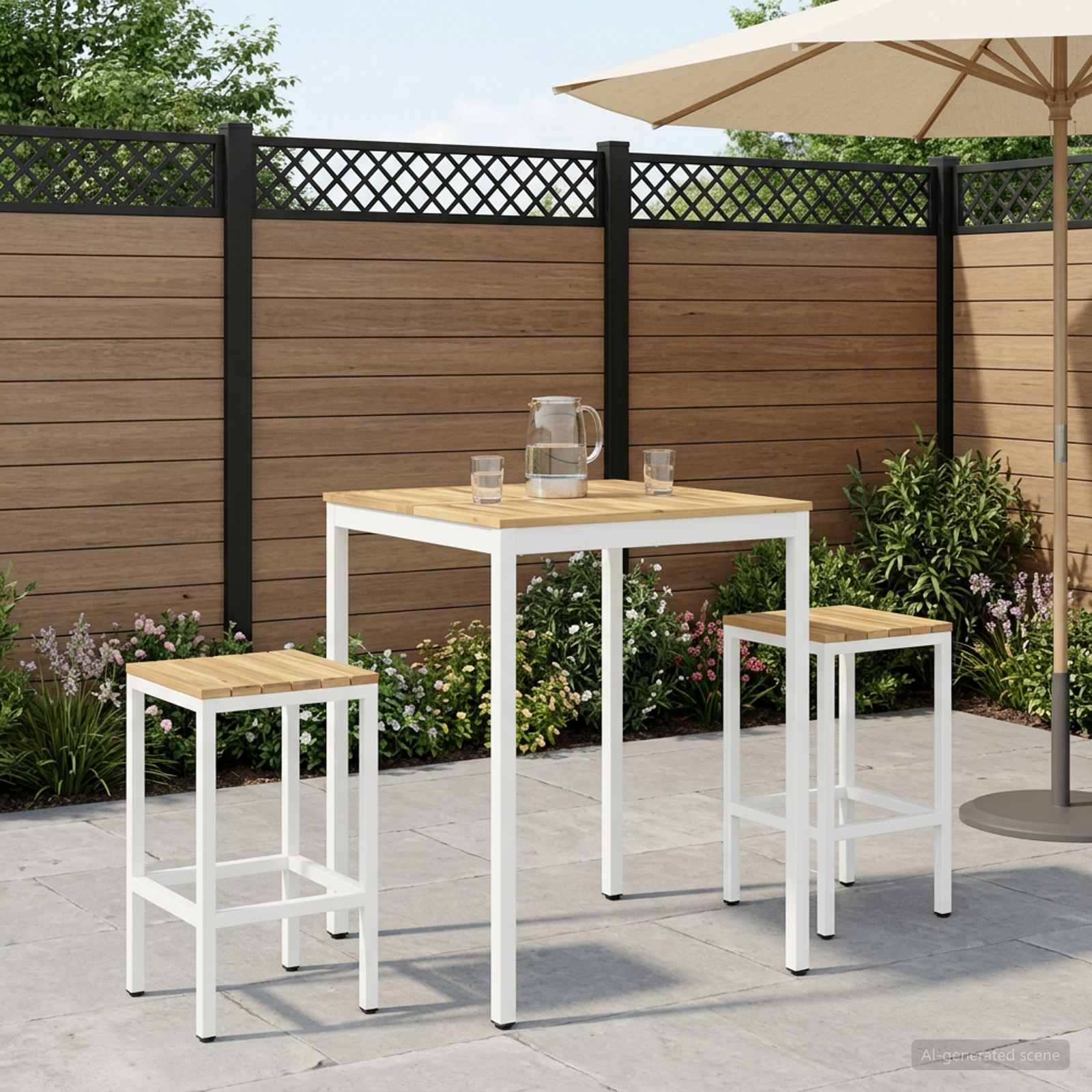 vidaXL Tr&auml;dg&aring;rd Bar Bord Vit 80 x 80,5 x 105 cm Massivt Akaciatr&auml;