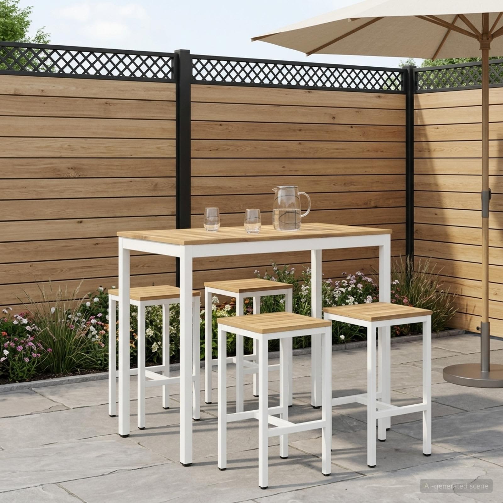 vidaXL Tr&auml;dg&aring;rd Bar Bord NAARDEN Vit 108,5 x 55 x 105 cm