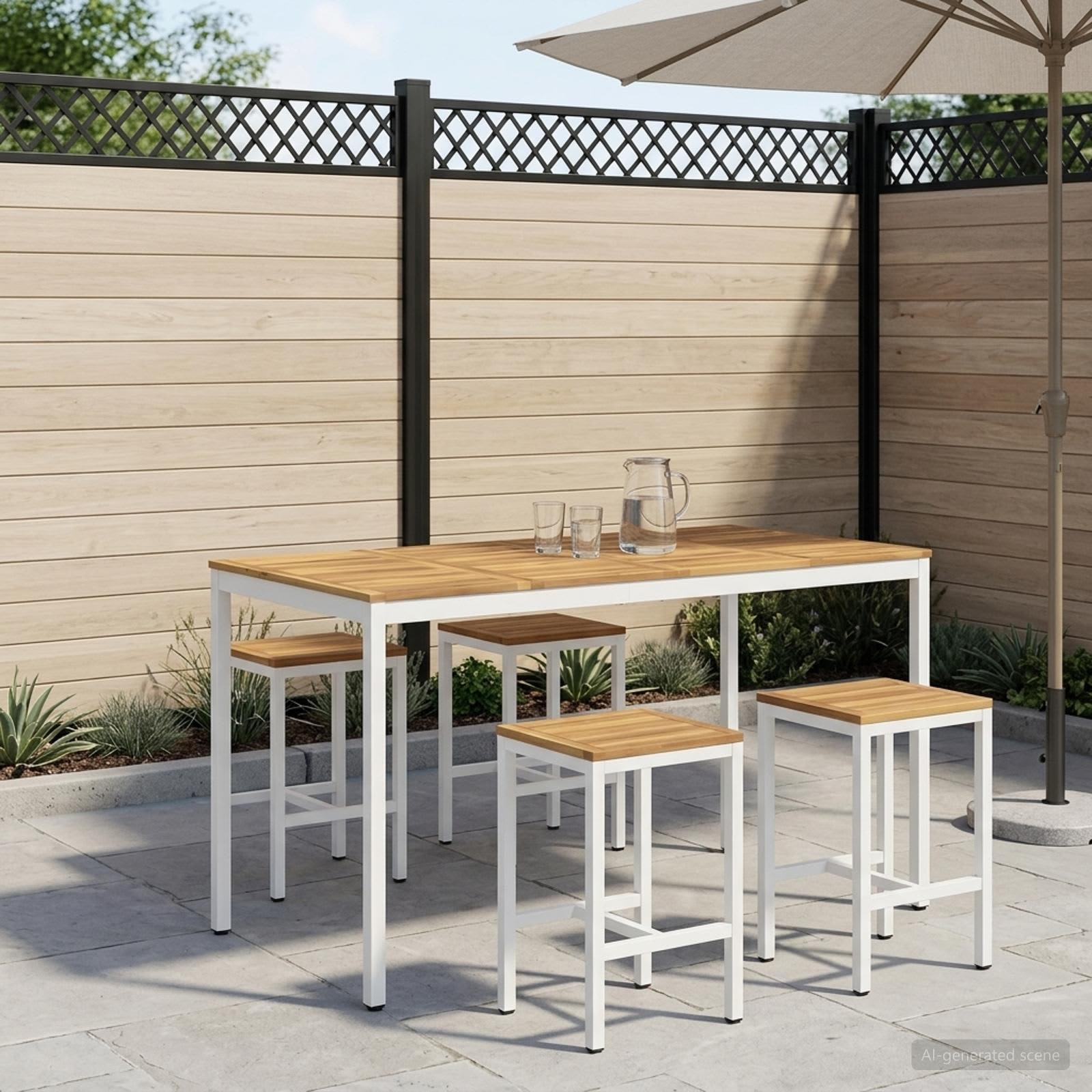 vidaXL Trädgård Bar Bord Vit 180 x 88,5 x 105 cm Massivt Akaciaträ