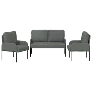 Sedací soupravy 3 pcs Tmavě šedá 115 x 56 x 80 cm Překližka - obrázek 6