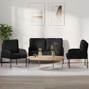 Sedací soupravy 3 pcs Černá 115 x 56 x 80 cm Překližka - obrázek 1