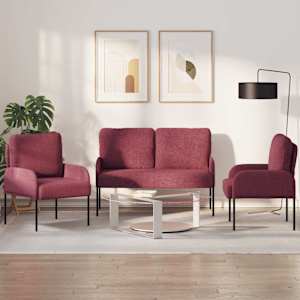 Sedací soupravy 3 pcs Víno Červené 115 x 56 x 80 cm Překližka - obrázek 1