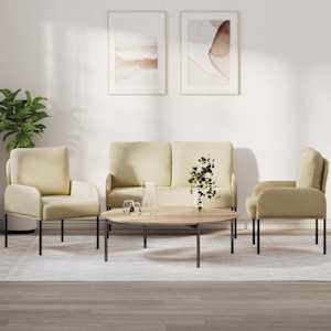 Sedací soupravy 3 pcs Krémová 115 x 56 x 80 cm Překližka - obrázek 1