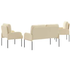 Sedací soupravy 3 pcs Krémová 115 x 56 x 80 cm Překližka - obrázek 7
