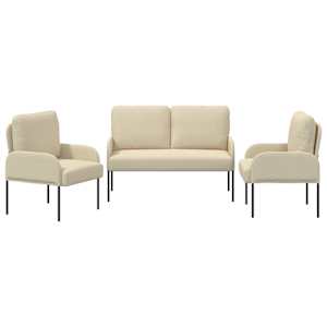 Sedací soupravy 3 pcs Krémová 115 x 56 x 80 cm Překližka - obrázek 6