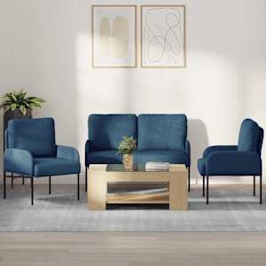 Sedežne garniture 3 pcs Modra 115 x 56 x 80 cm Vezani les