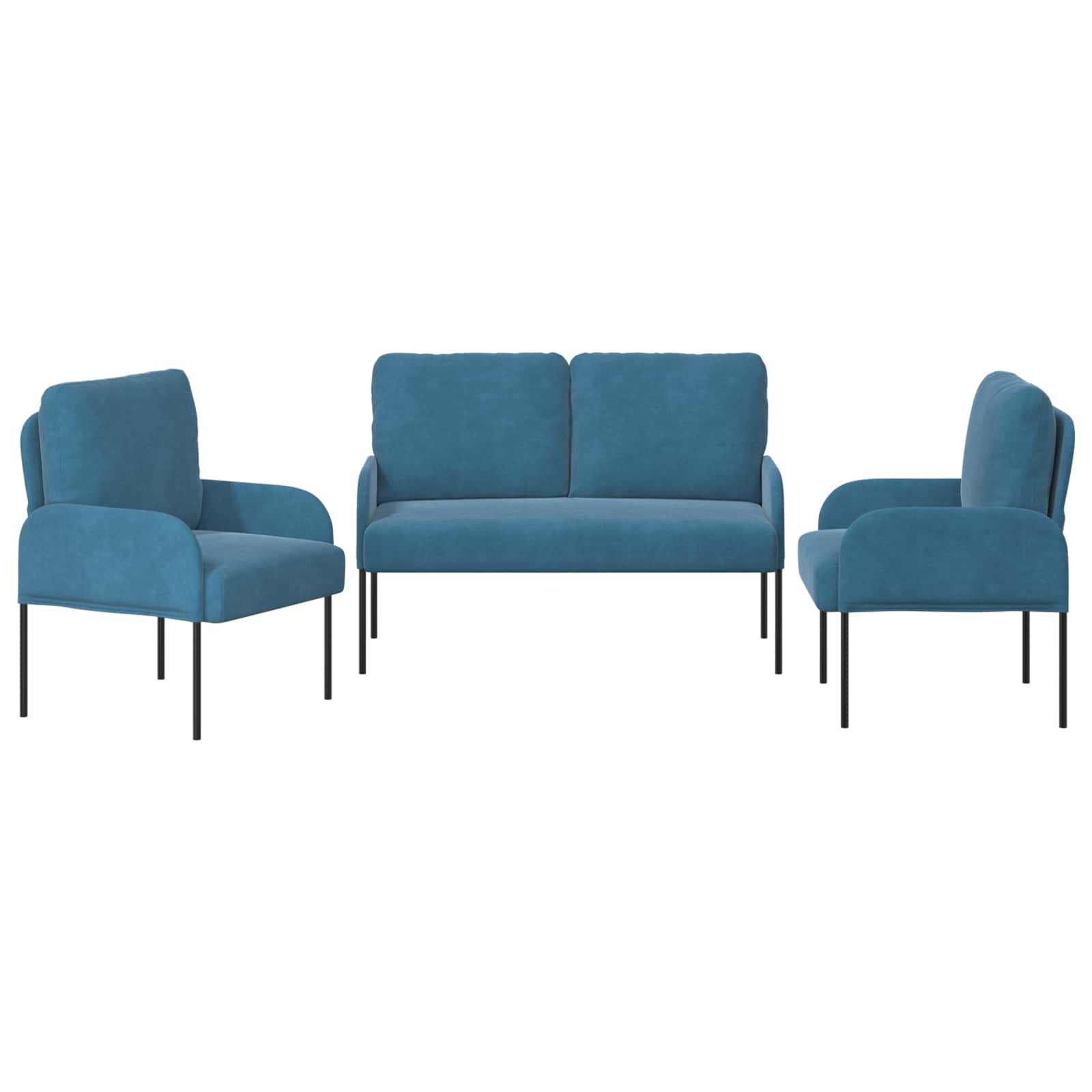 Sedací soupravy 3 pcs Modrá 115 x 56 x 80 cm Překližka - obrázek 6