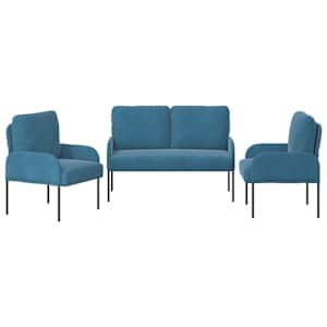 Sedací soupravy 3 pcs Modrá 115 x 56 x 80 cm Překližka - obrázek 6