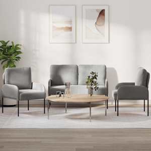 Sedací soupravy 3 pcs Světle šedá 115 x 56 x 80 cm Překližka - obrázek 1