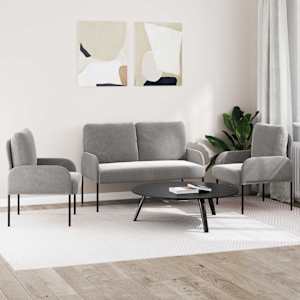 Sedací soupravy 3 pcs Světle šedá 115 x 56 x 80 cm Překližka - obrázek 3