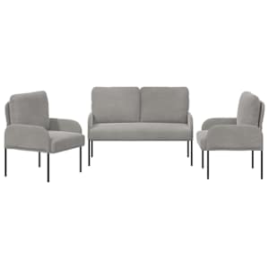 Sedací soupravy 3 pcs Světle šedá 115 x 56 x 80 cm Překližka - obrázek 6
