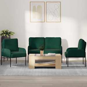 Sedací soupravy 3 pcs Tmavě zelená 115 x 56 x 80 cm Překližka - obrázek 1