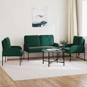 Sedací soupravy 3 pcs Tmavě zelená 115 x 56 x 80 cm Překližka - obrázek 3