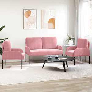 Sedací soupravy 3 pcs Růžová 115 x 56 x 80 cm Překližka - obrázek 3