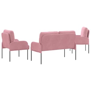 Sedací soupravy 3 pcs Růžová 115 x 56 x 80 cm Překližka - obrázek 7