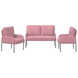 Sedací soupravy 3 pcs Růžová 115 x 56 x 80 cm Překližka - obrázek 6
