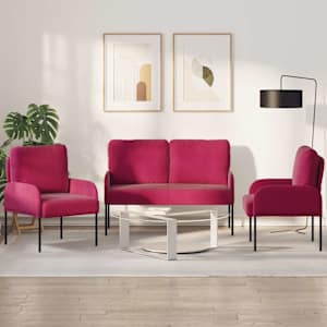 Sedací soupravy 3 pcs Víno Červené 115 x 56 x 80 cm Překližka - obrázek 1